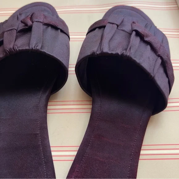 🥀 The Row Oxblood Satin "Ellen" Slide Sandals Sz EU 37.5 / US 7 🥀 - Picture 3 of 12
